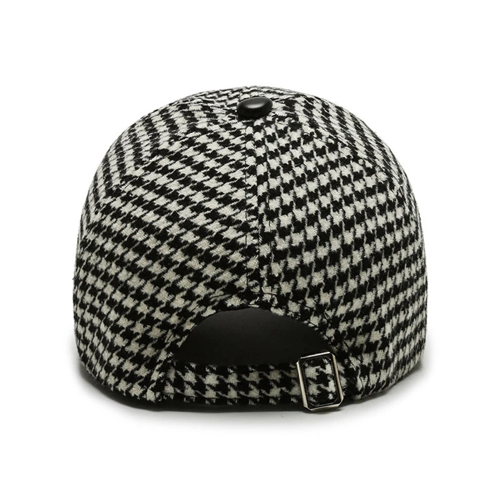 Retro Houndstooth Plaid Baseball Cap