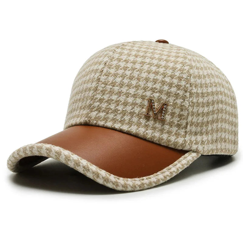 Retro Houndstooth Plaid Baseball Cap