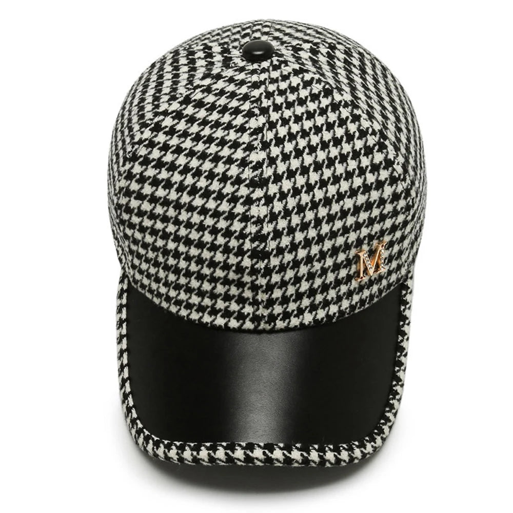 Retro Houndstooth Plaid Baseball Cap