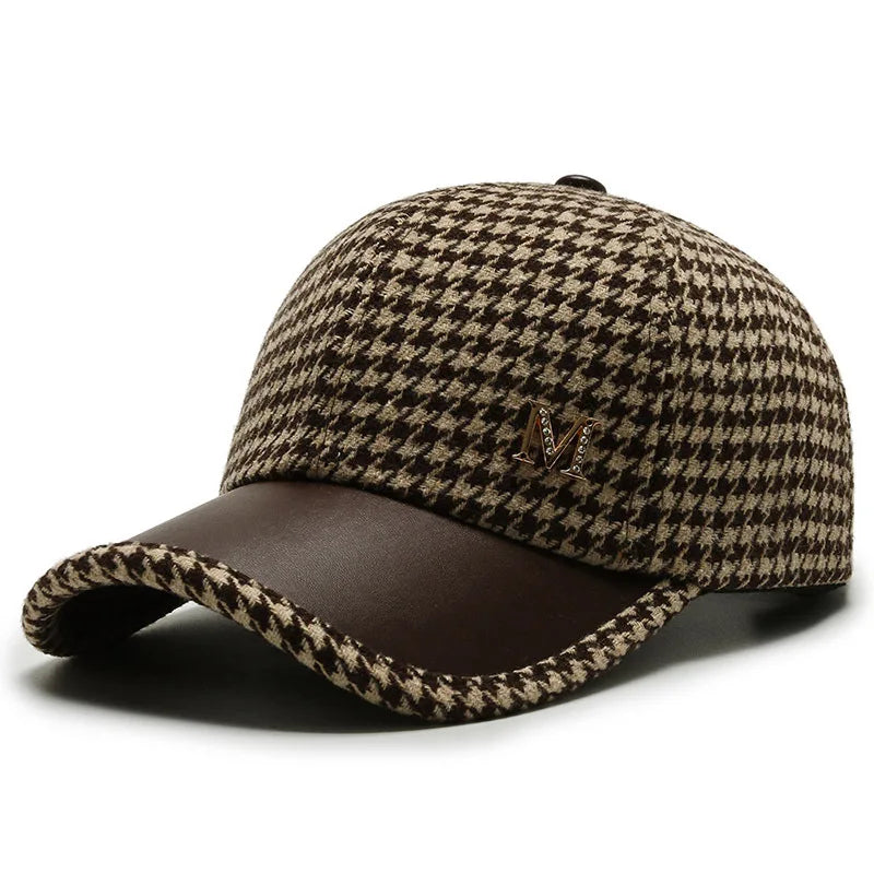 Retro Houndstooth Plaid Baseball Cap