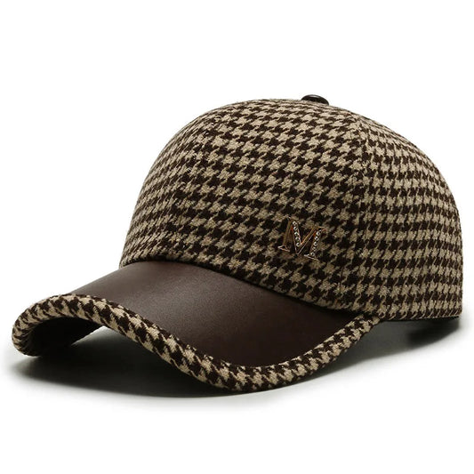 Retro Houndstooth Plaid Baseball Cap
