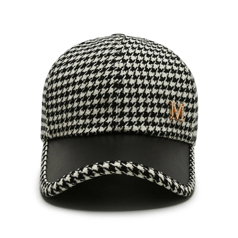 Retro Houndstooth Plaid Baseball Cap
