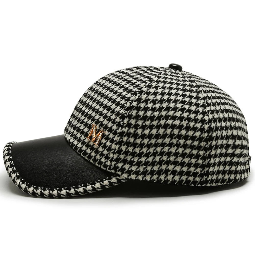 Retro Houndstooth Plaid Baseball Cap
