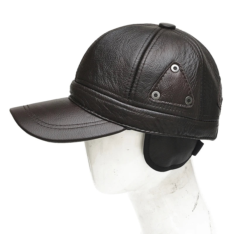 Men's Retro Cowhide Leather Baseball Cap