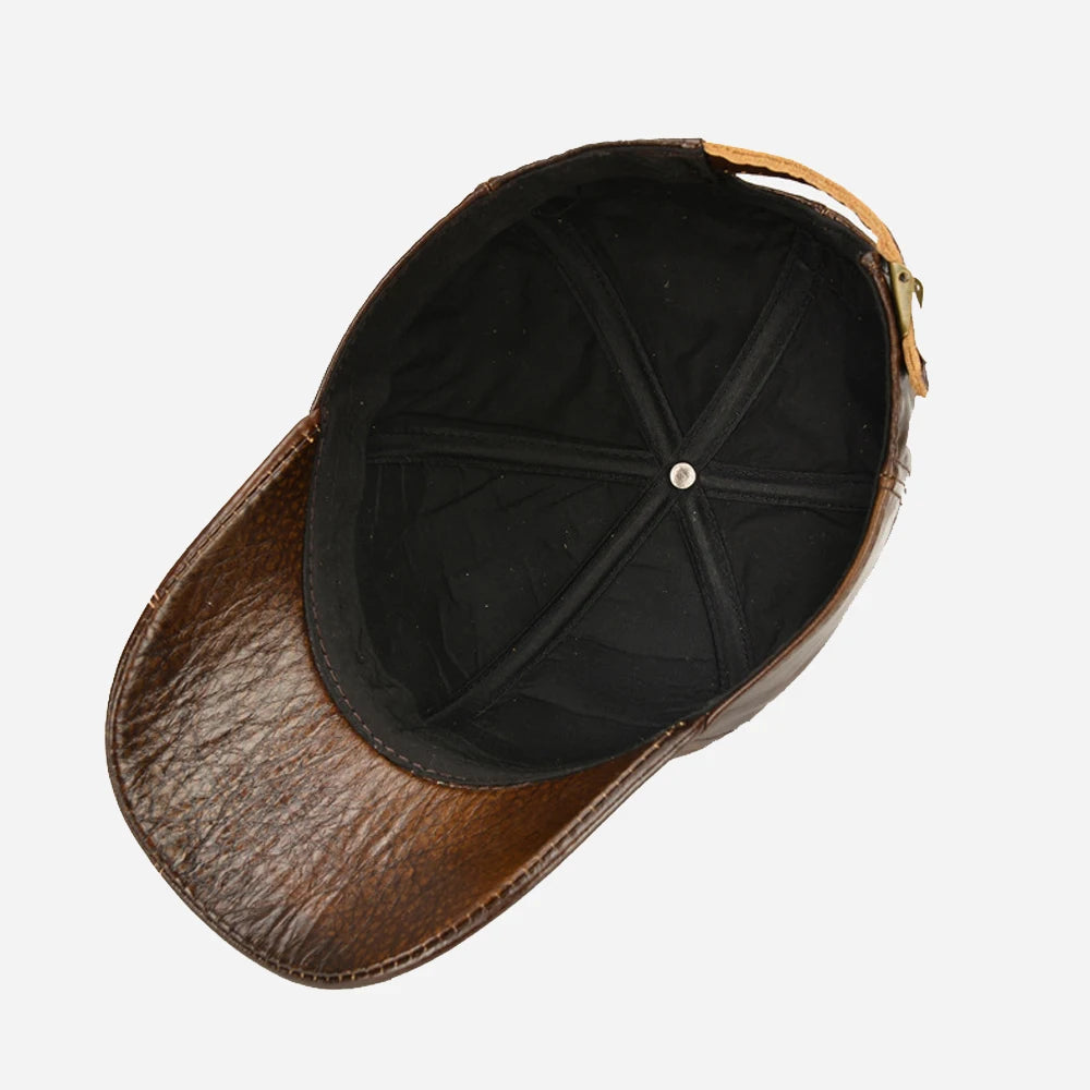 Men's Genuine Cowhide Leather Baseball Cap