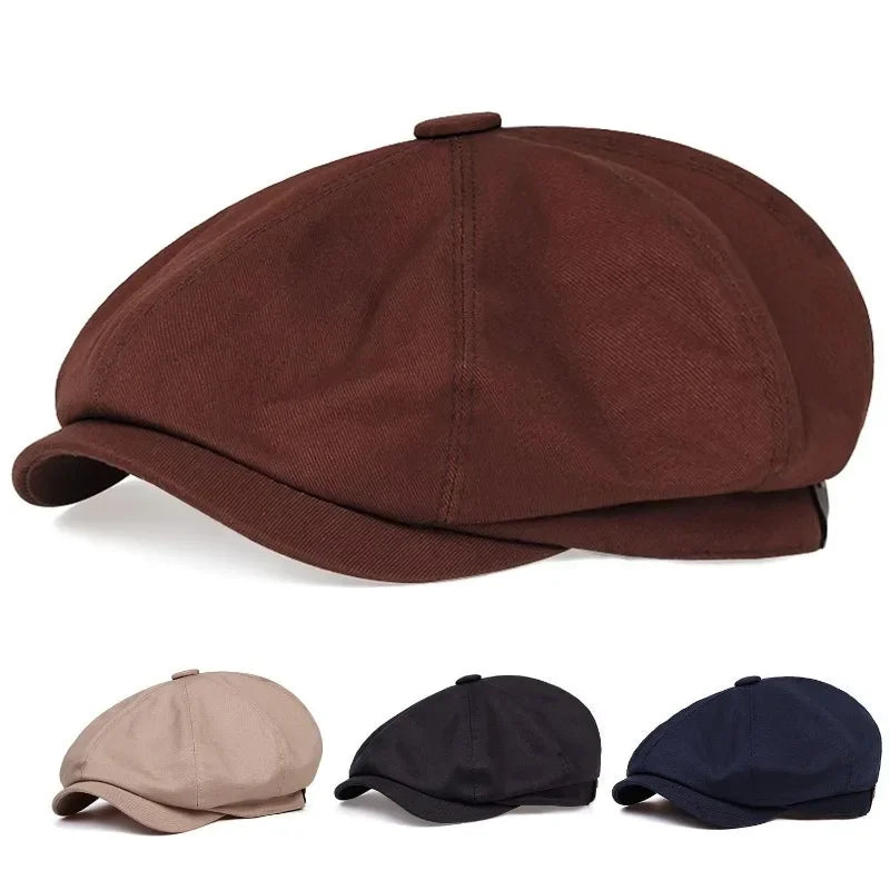 Men's Retro Newsboy Twill Cotton 8-Panel Cap