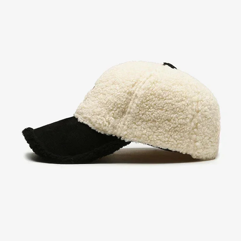 Lambswool Winter Embroidered Baseball Cap