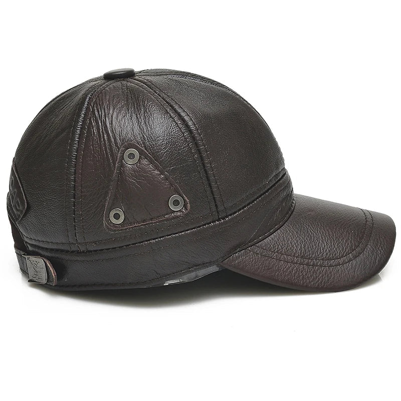 Men's Retro Cowhide Leather Baseball Cap