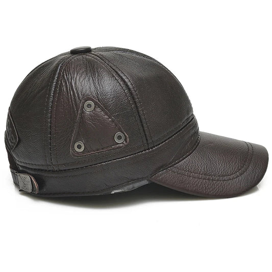 Men's Retro Cowhide Leather Baseball Cap