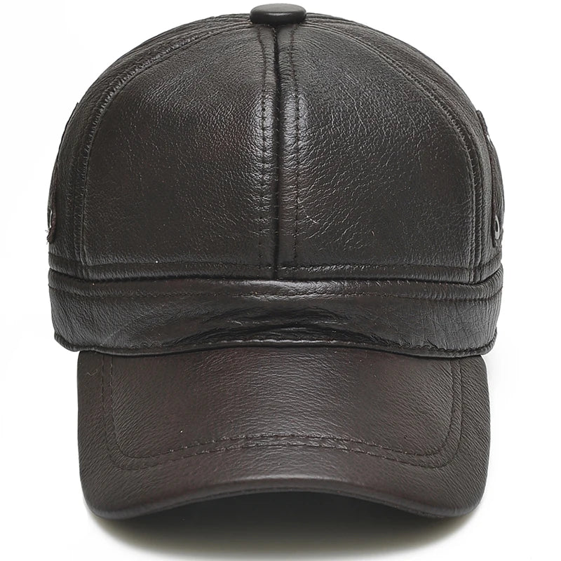 Men's Retro Cowhide Leather Baseball Cap