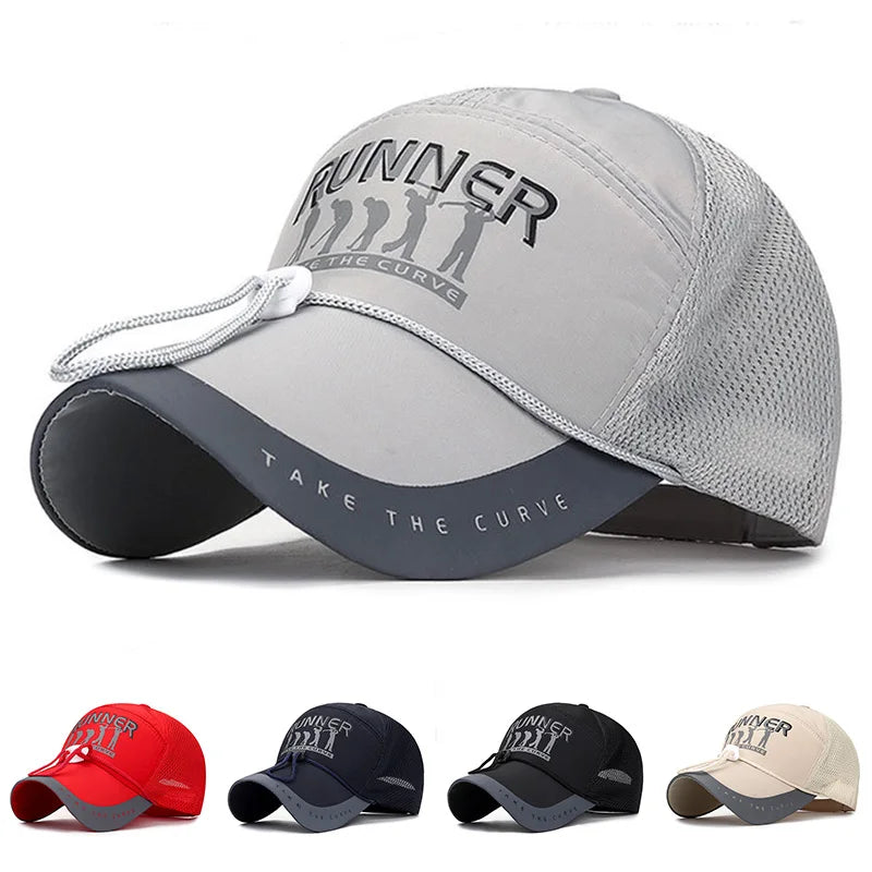 Men's Golf Baseball Cap with Long Brim & Reflective Stripes