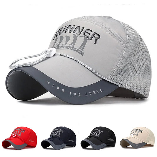 Men's Golf Baseball Cap with Long Brim & Reflective Stripes