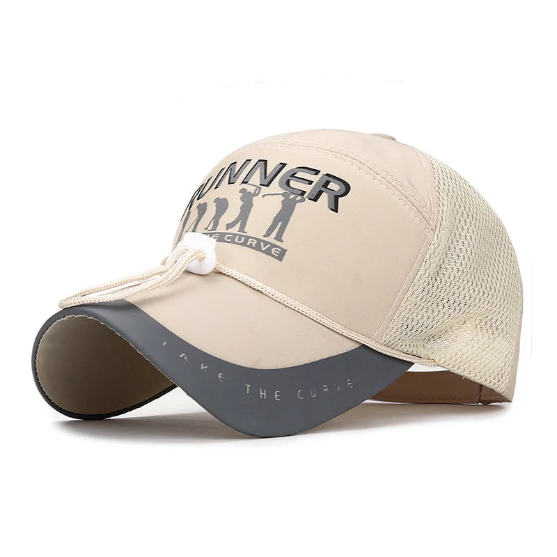 Men's Golf Baseball Cap with Long Brim & Reflective Stripes
