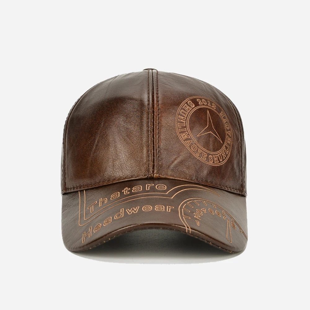 Men's Genuine Cowhide Leather Baseball Cap