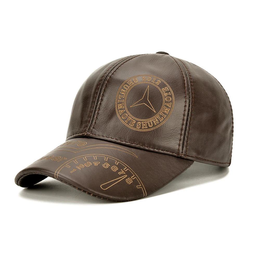 Men's Genuine Cowhide Leather Baseball Cap