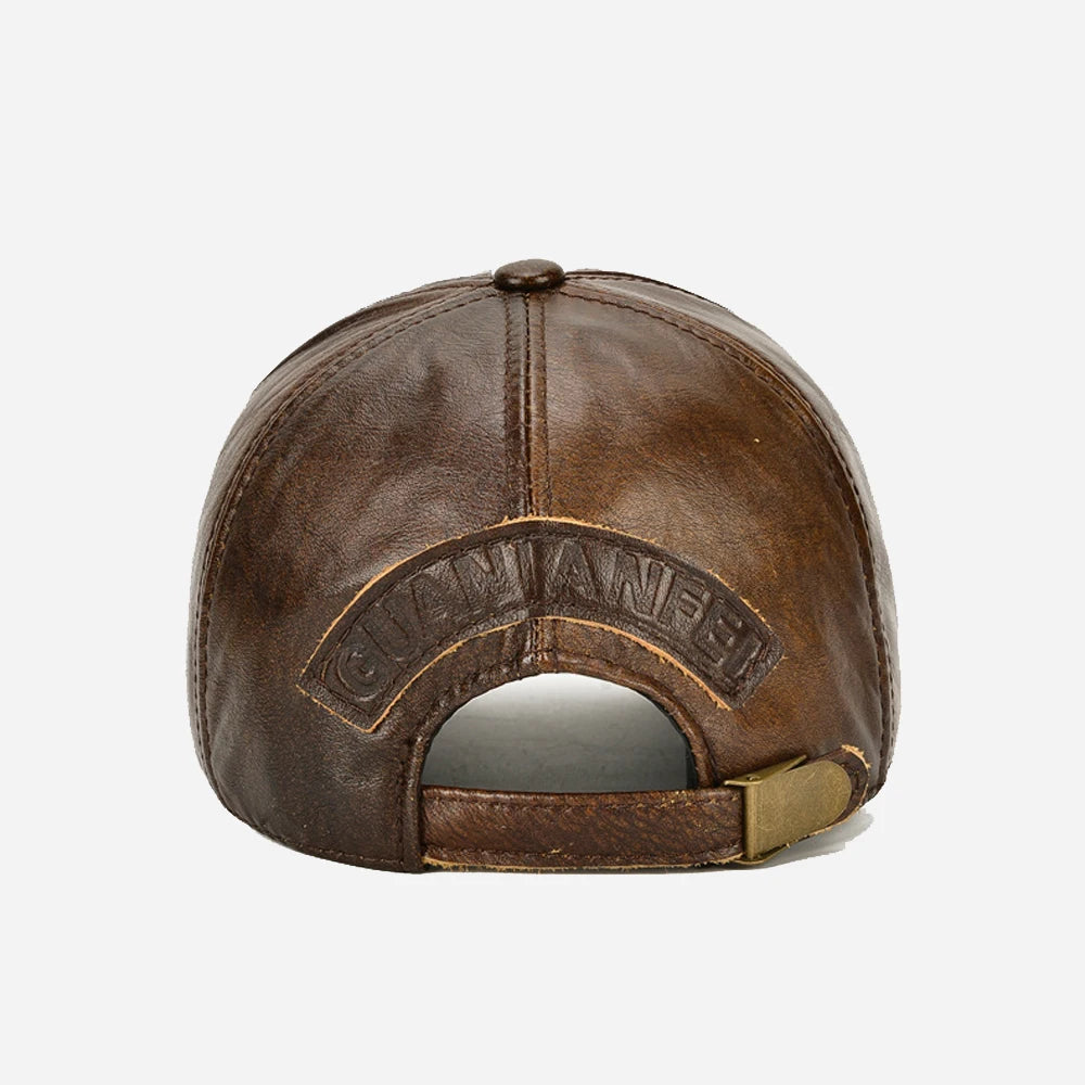 Men's Genuine Cowhide Leather Baseball Cap