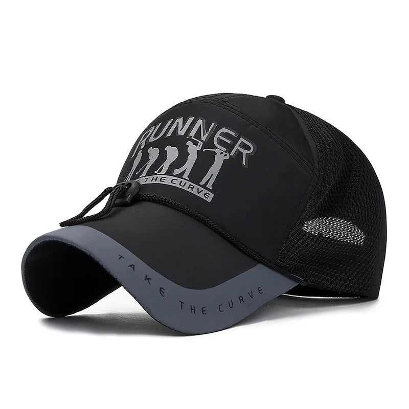 Men's Golf Baseball Cap with Long Brim & Reflective Stripes