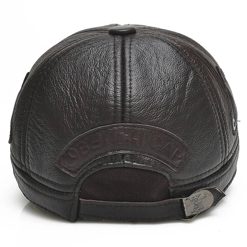 Men's Retro Cowhide Leather Baseball Cap