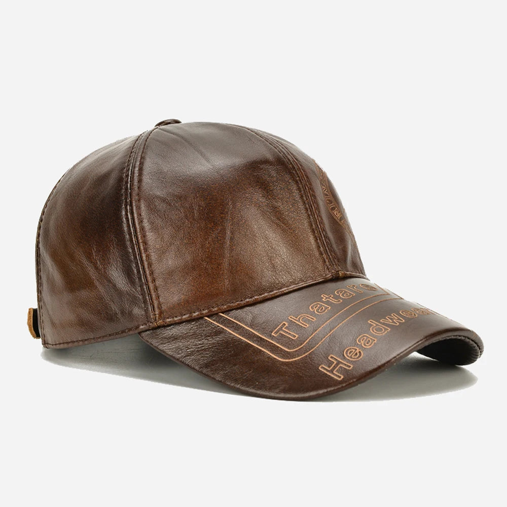 Men's Genuine Cowhide Leather Baseball Cap