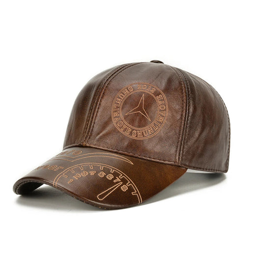 Men's Genuine Cowhide Leather Baseball Cap